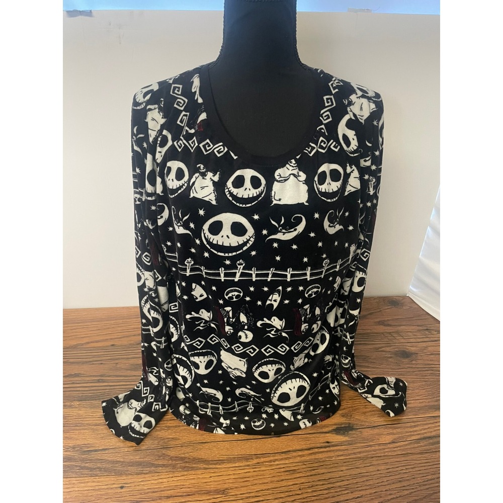 🎃 NIGHTMARE BEFORE CHRISTMAS Pajama Top L (12-14) Jack Skellington Disney Goth